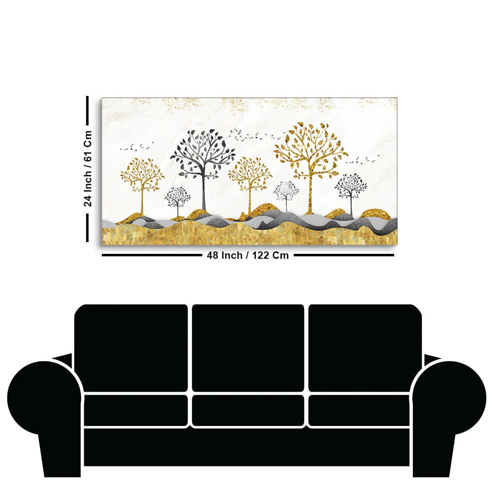 Modern Golden Tree Art Premium Canvas Wall Painting - Image 7