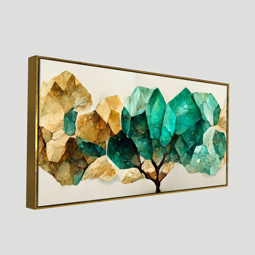Modern Golden Tree Textured Art Canvas Wall Painting - Image 5
