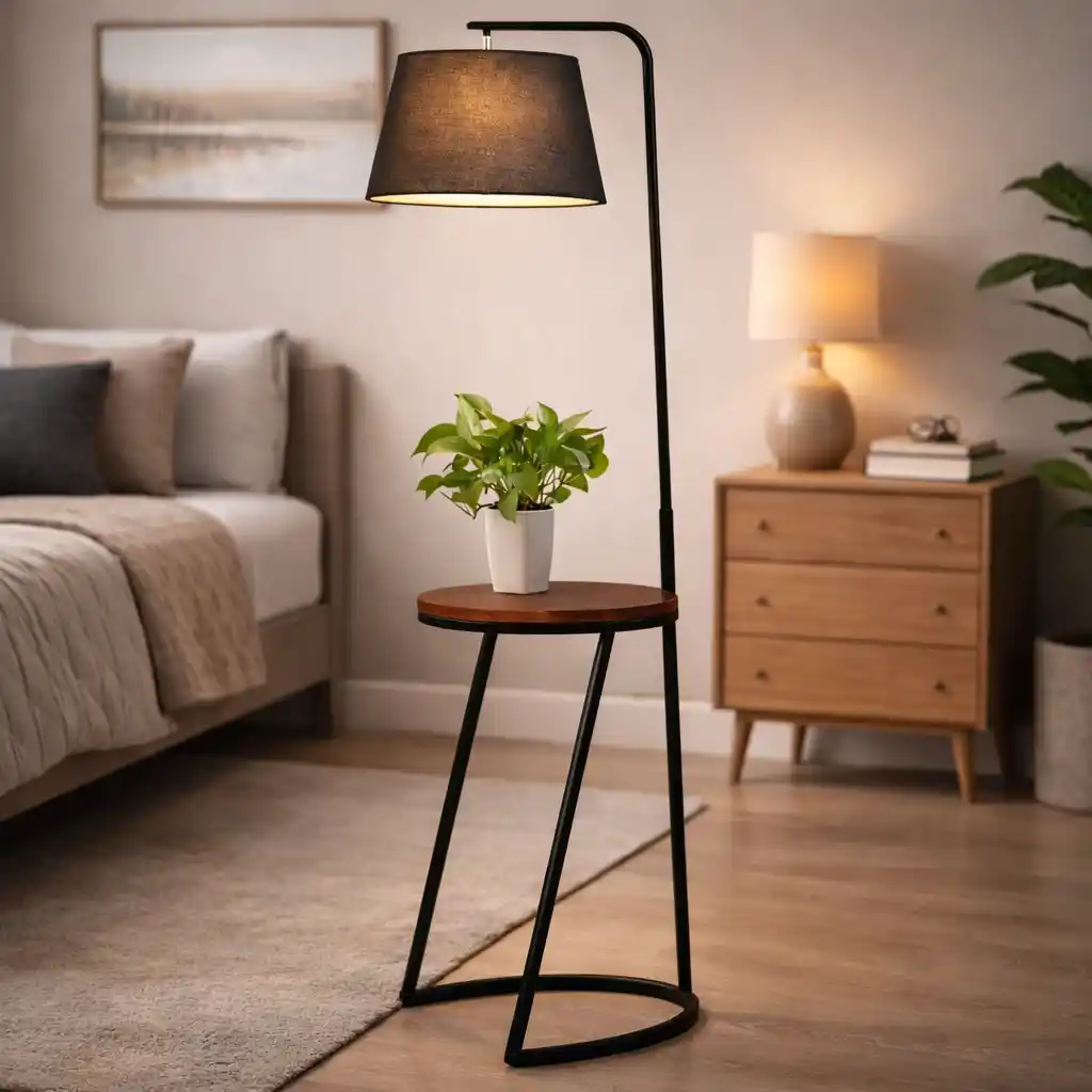 Modern House Standing Lamp With Metal Table - Image 2