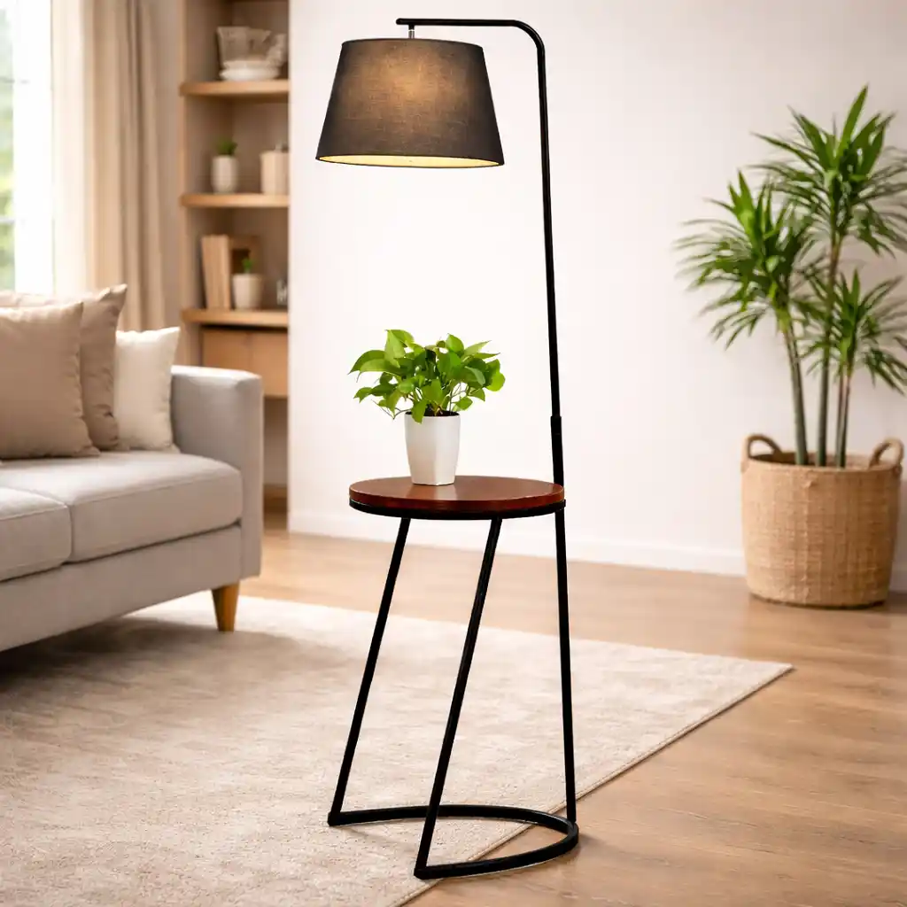 Modern House Standing Lamp With Metal Table - Image 3