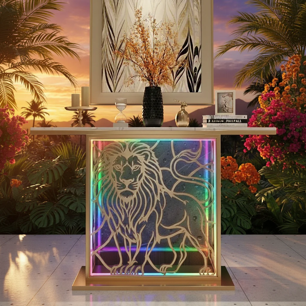 Modern LED Console Table with Lion Art for Luxury Décor (SS 302) - Image 6