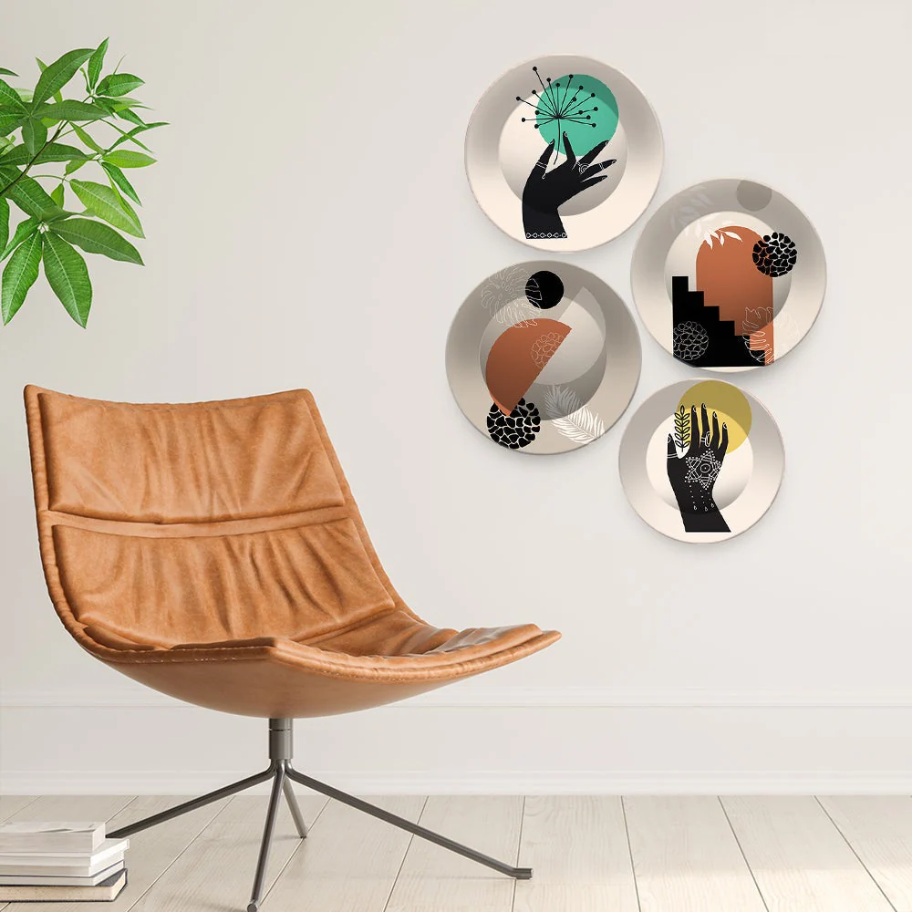 Modern Line Art Wall Plates Painting Set of Four - Image 2