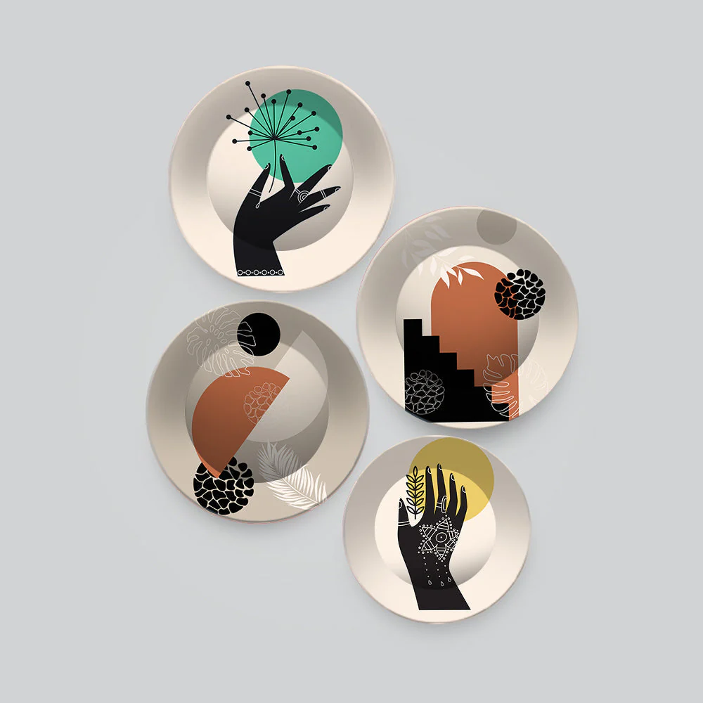 Modern Line Art Wall Plates Painting Set of Four - Image 4