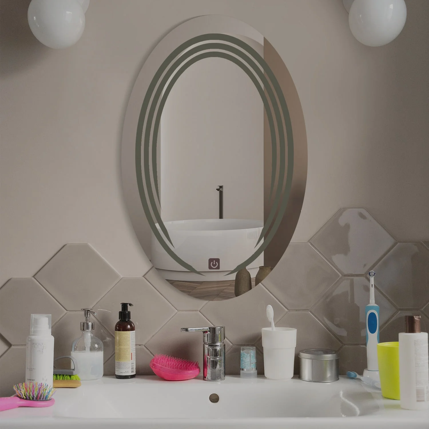 Modern Look Oval LED Bathroom Mirror - Image 2