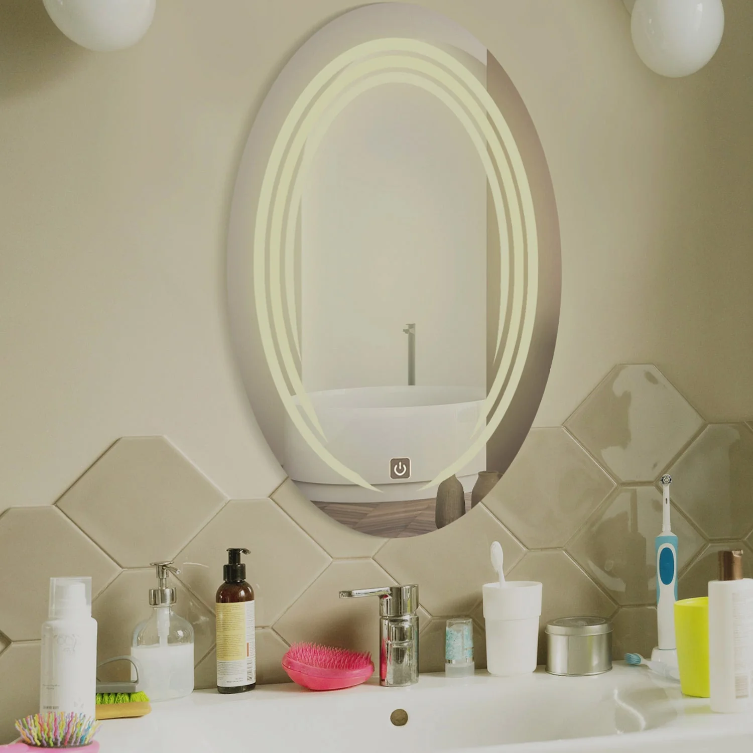 Modern Look Oval LED Bathroom Mirror - Image 3