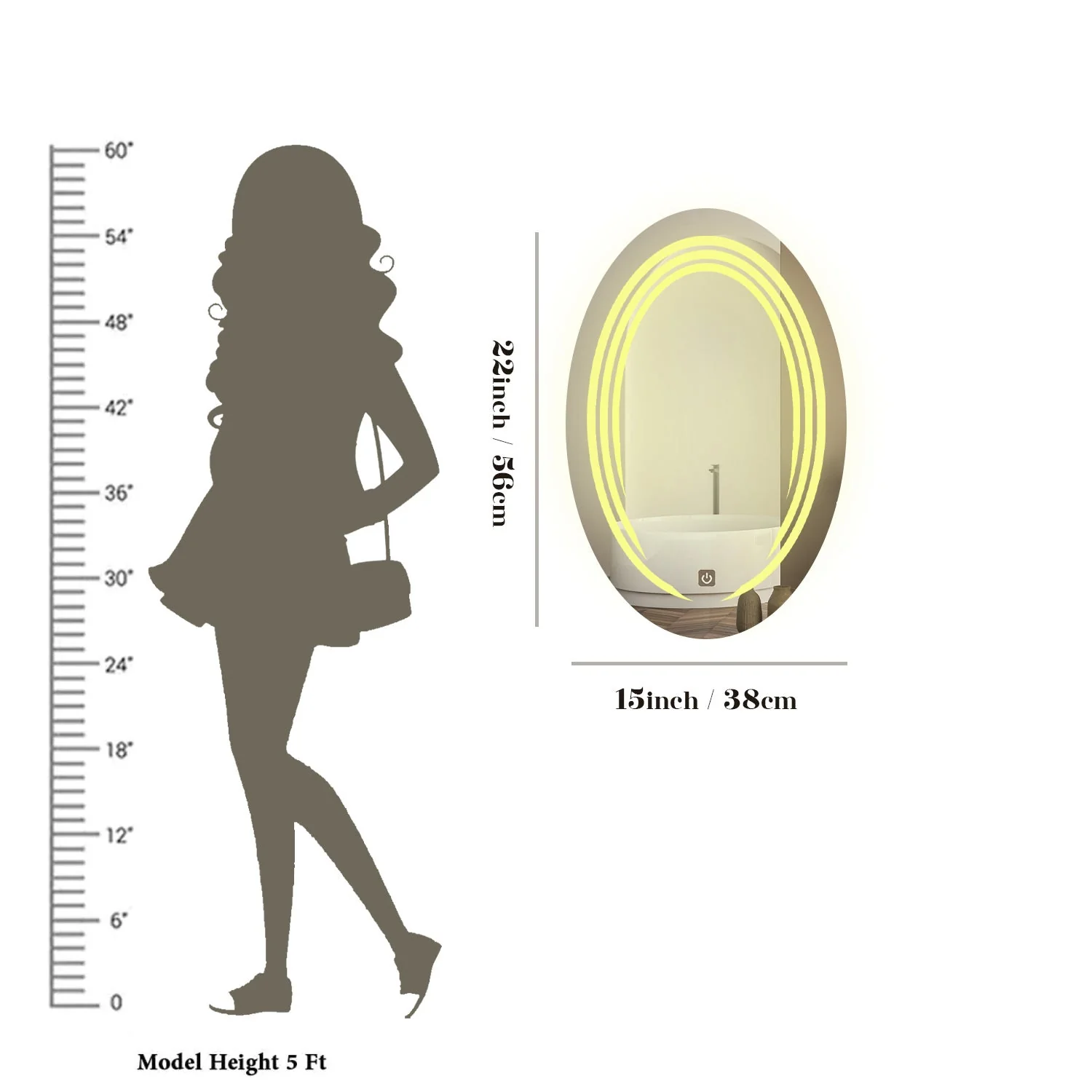 Modern Look Oval LED Bathroom Mirror - Image 4