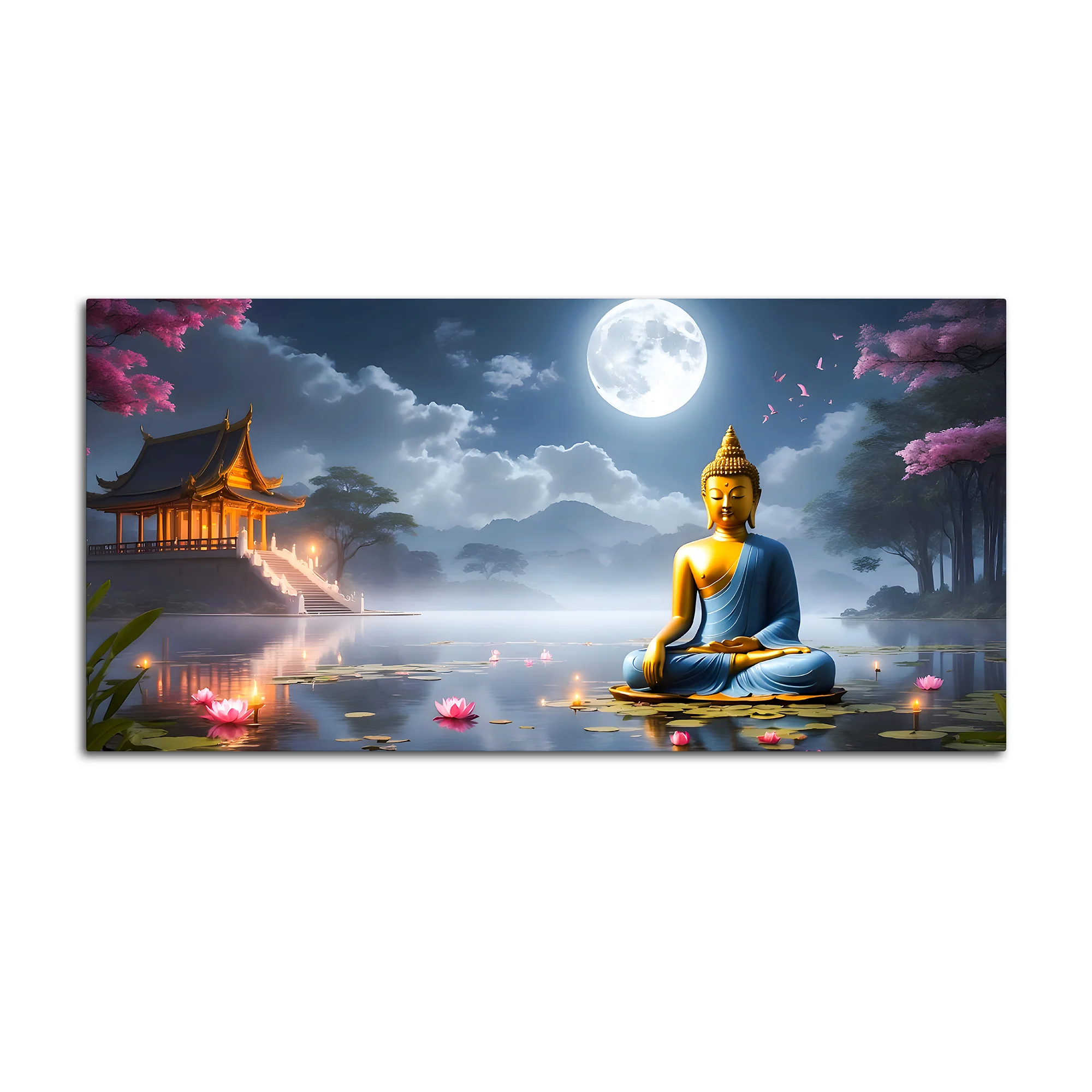 Modern Lord Buddha Canvas Wall Painting for Living Room Interior - Image 4