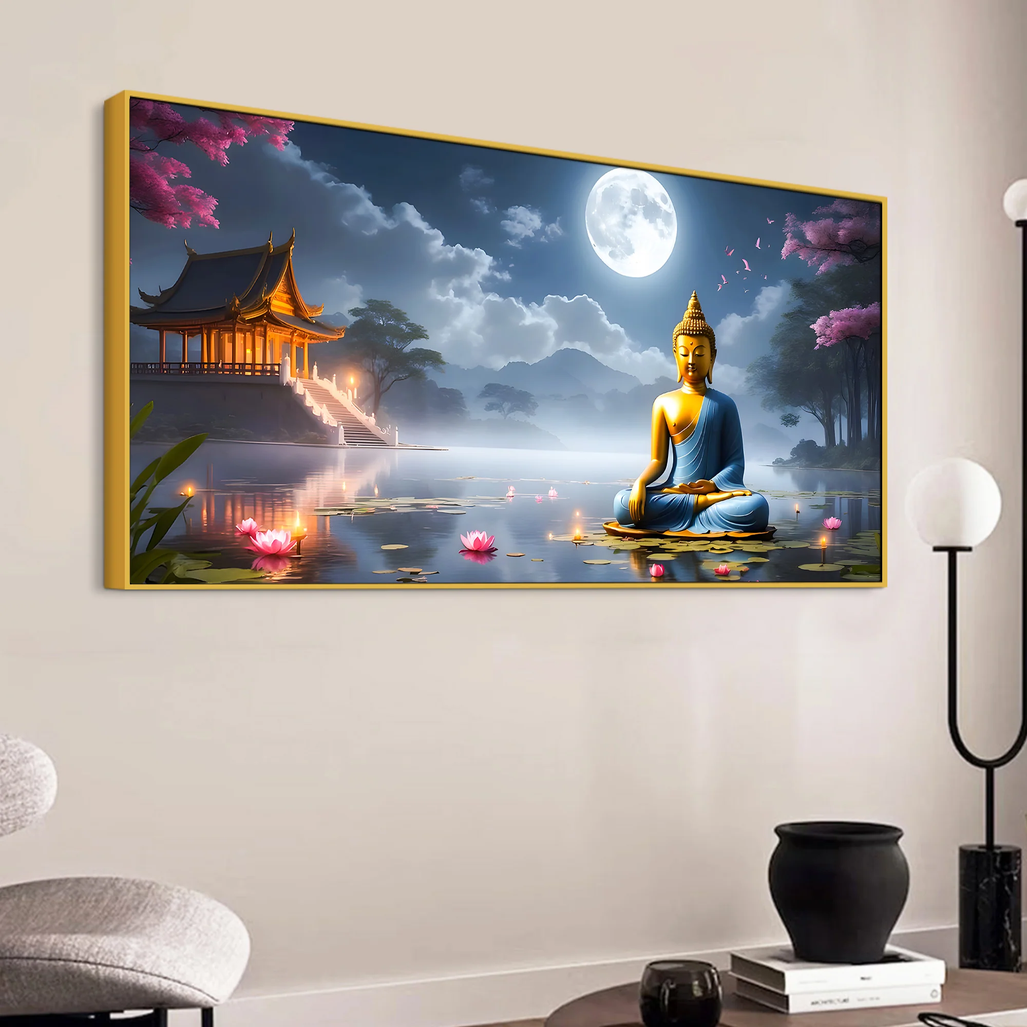 Modern Lord Buddha Canvas Wall Painting for Living Room Interior - Image 5