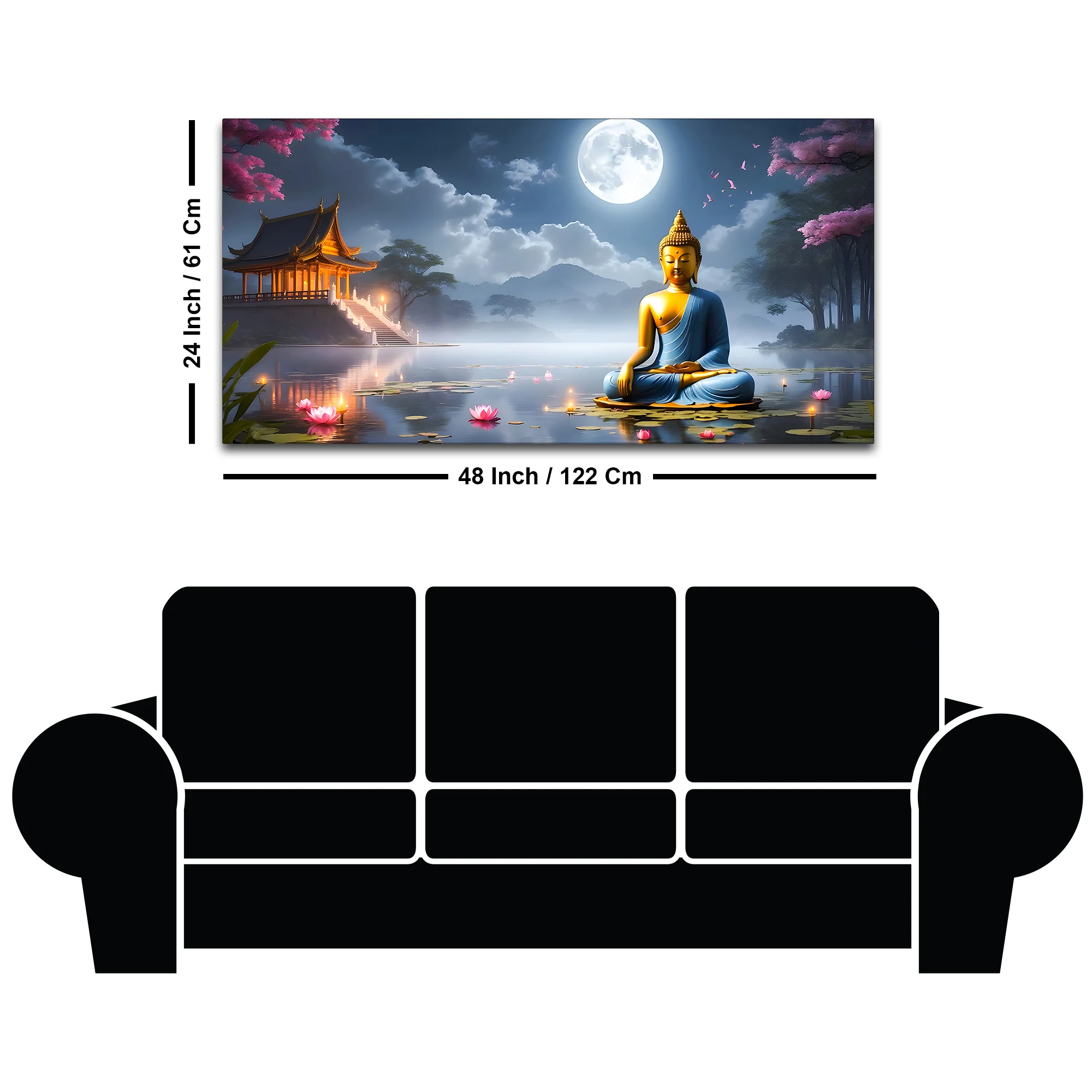 Modern Lord Buddha Canvas Wall Painting for Living Room Interior - Image 8