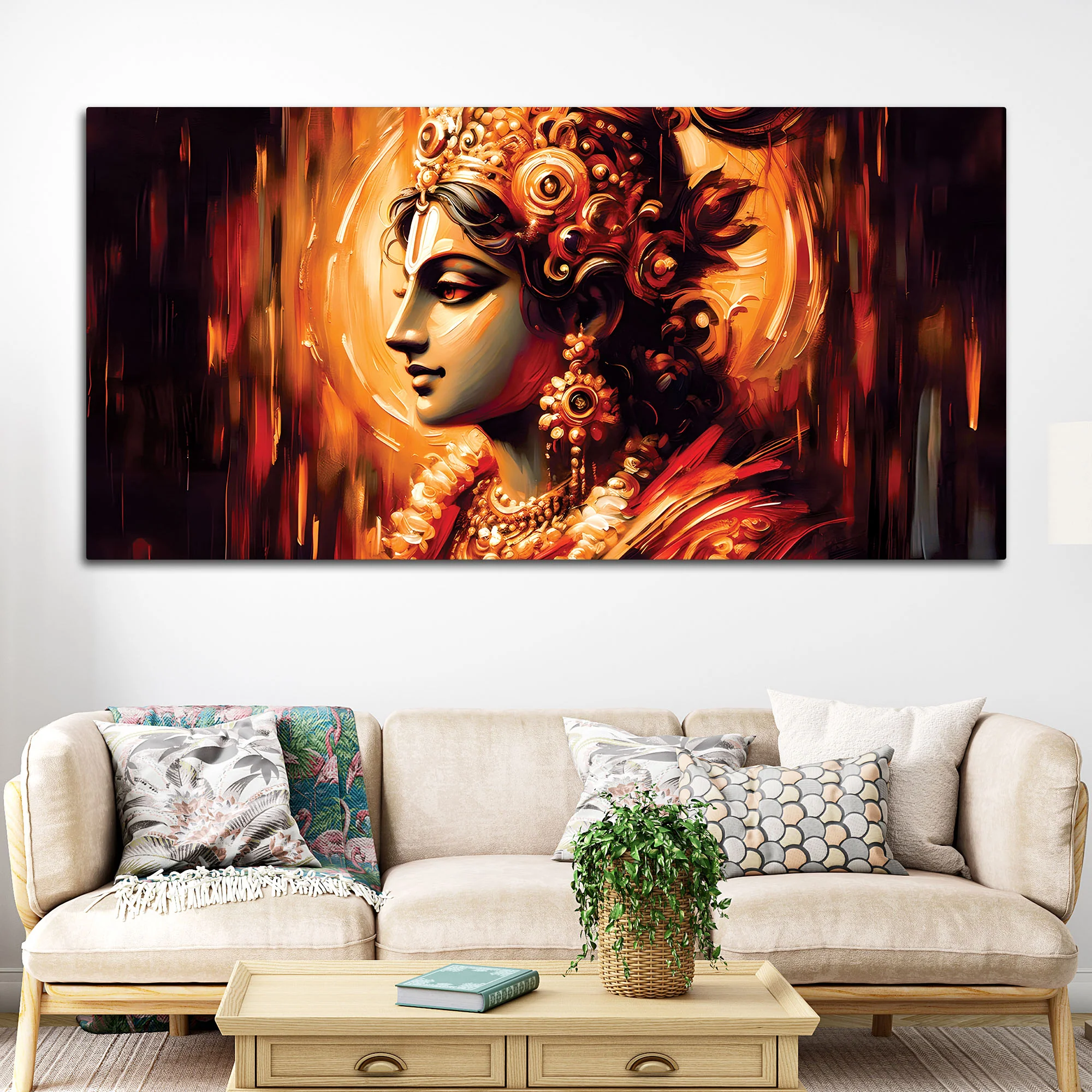 Modern Lord Krishna Canvas Wall Painting for Elegant Home Decoration - Image 3