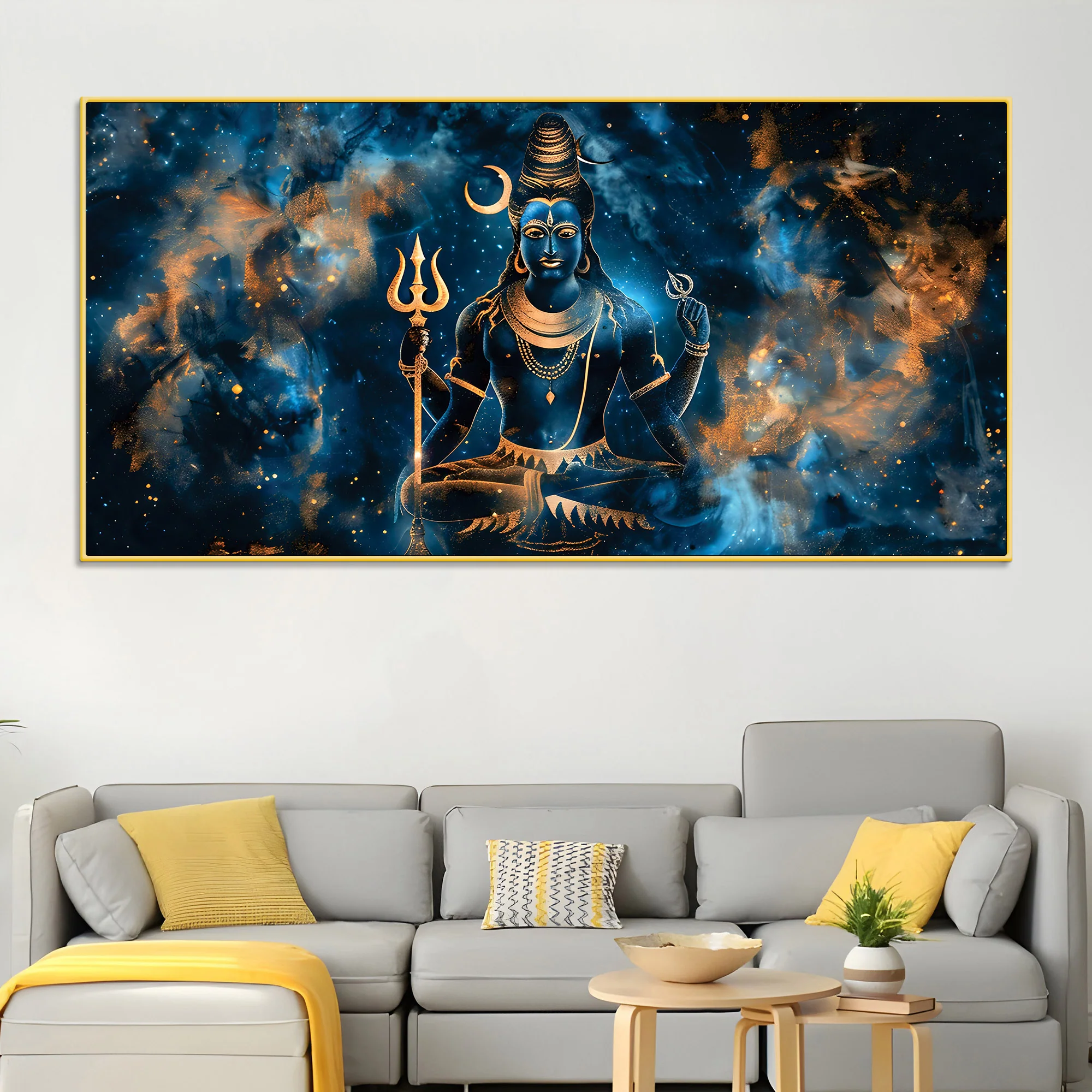 Modern Lord Shiva Canvas Painting for Living Room Wall Décor