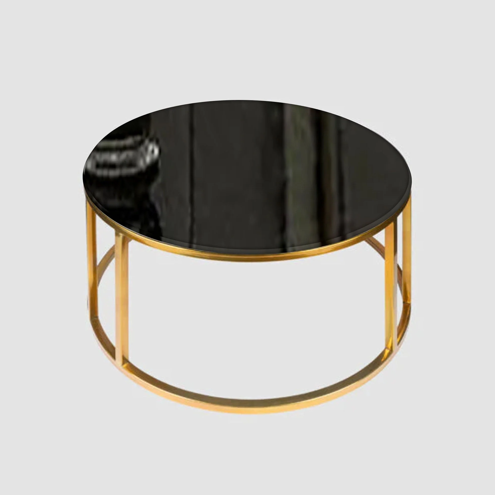 Modern Faux Marble Black Matte Finish Metal Centre Table - Image 5