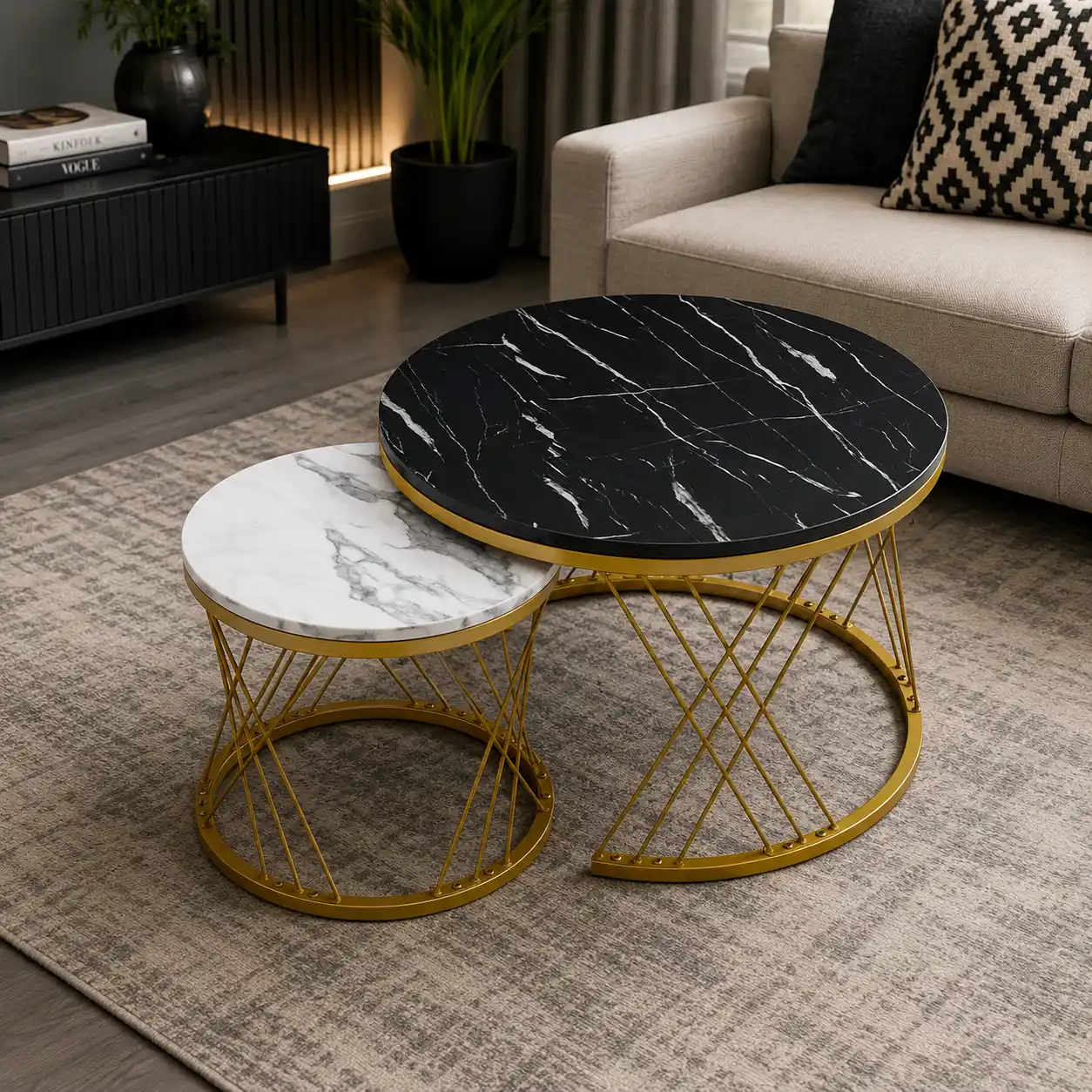 Modern Minimalist Stylish Nesting Coffee Table - Image 2