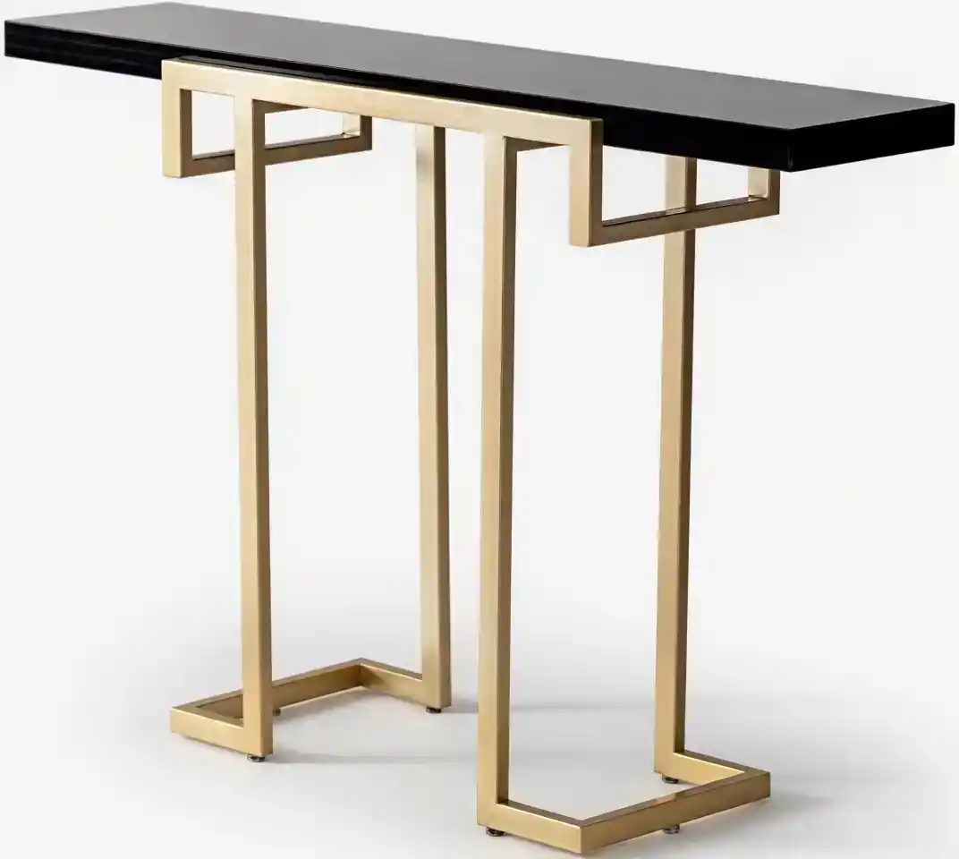 Modern Narrow Console Table with Gold Frame and Marble Top - Image 6