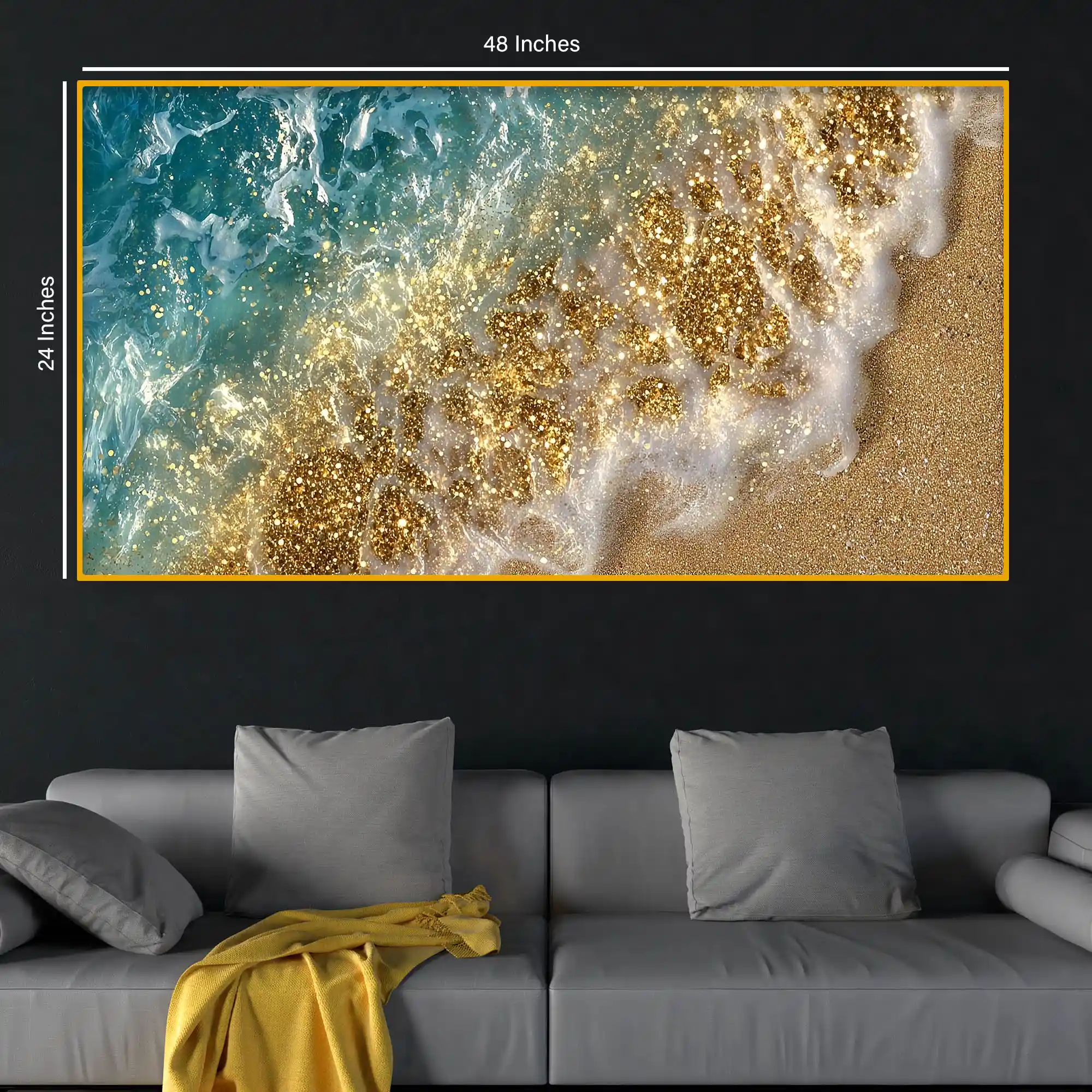 Modern Ocean Crystal Glass Artwork Wall Painting - Image 5