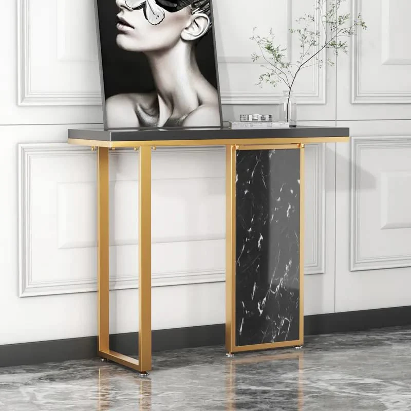 Modern Opulence Black Marble Gold Console Table - Image 3