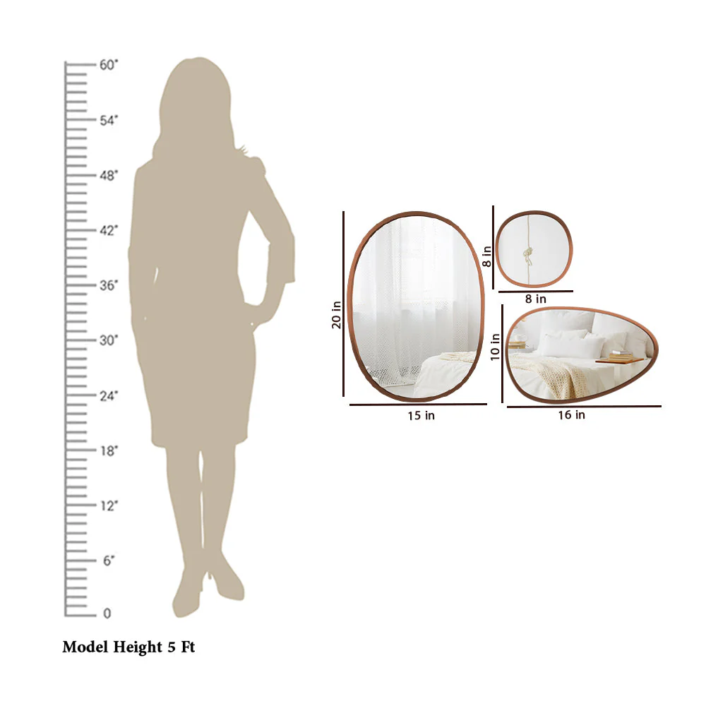 Modern Pebble Shaped Wall Mirrors Set of 3 with Copper Finish - Image 5