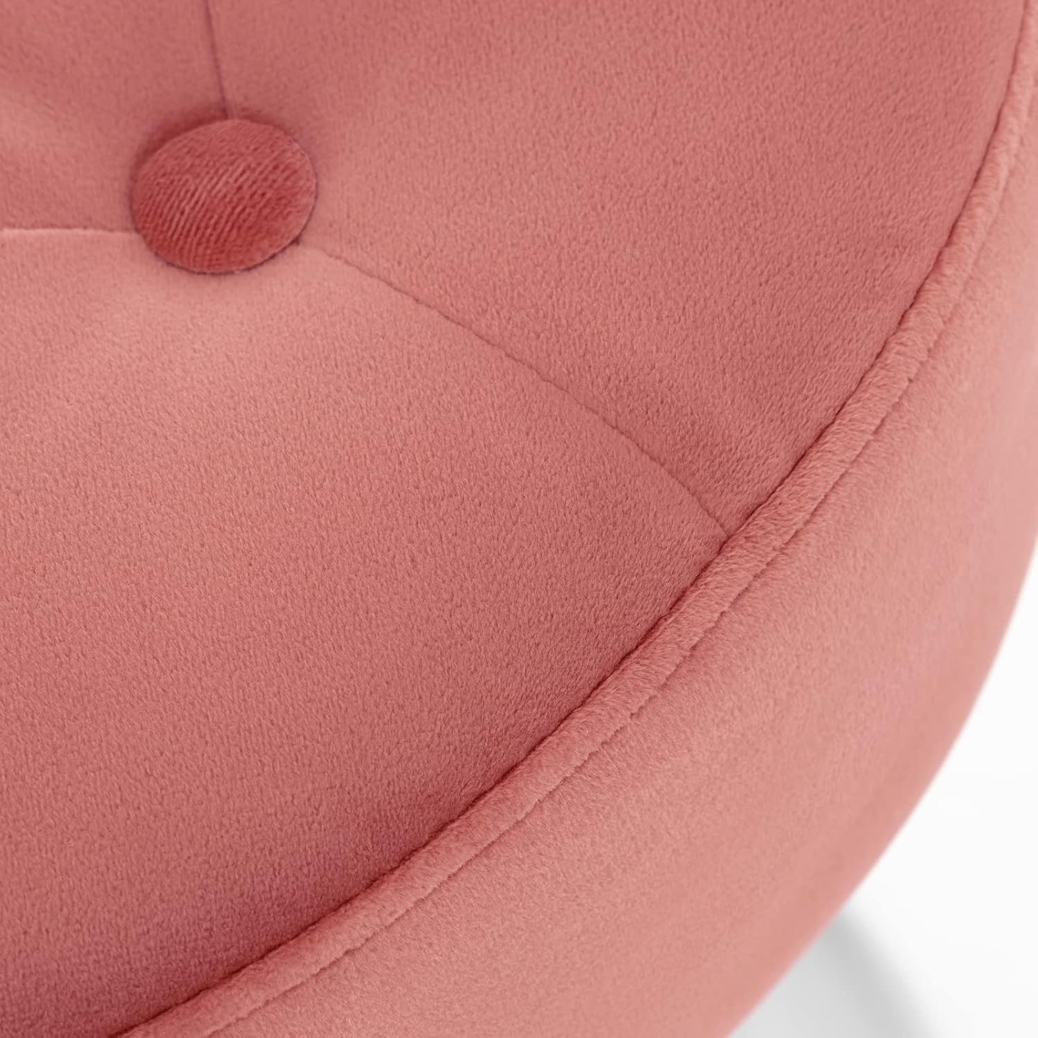 Modern Pink Adjustable Vanity Stool with Tufted Cushion - Image 6