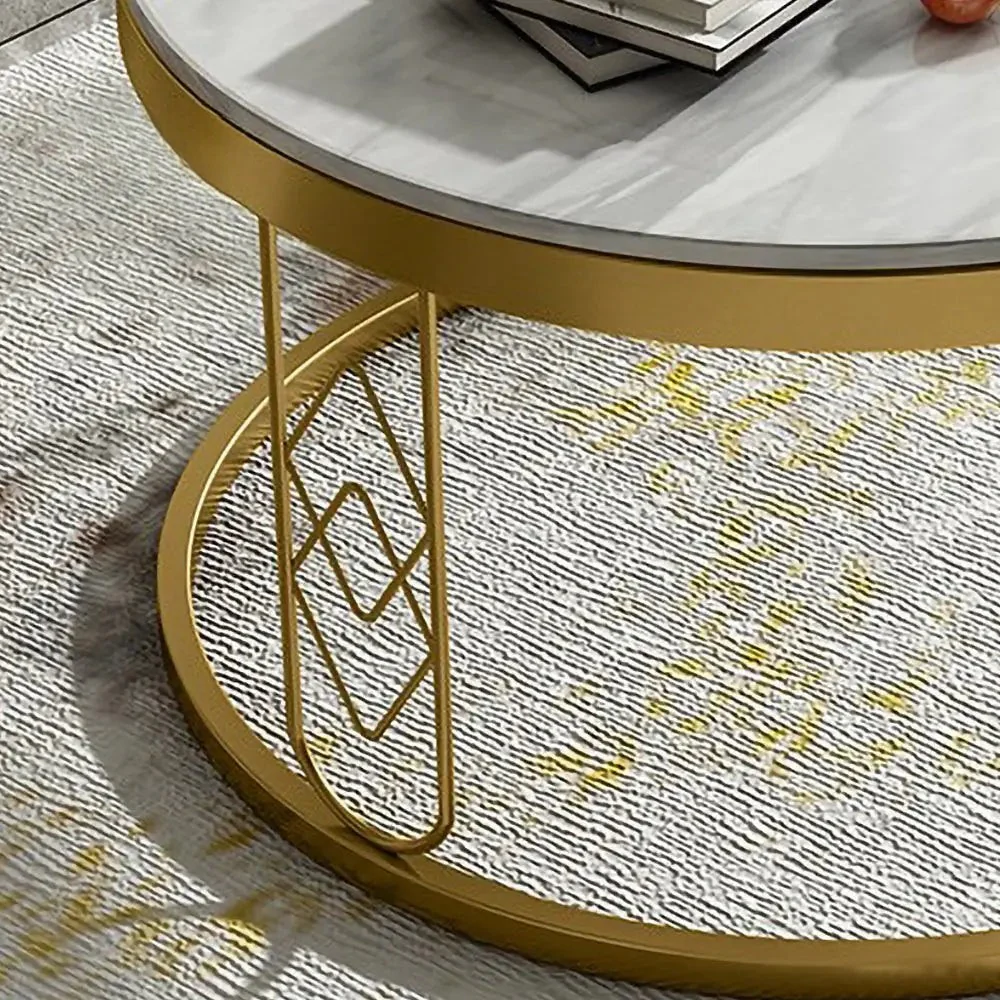 Modern Round White Marble Golden Center Table - Image 8