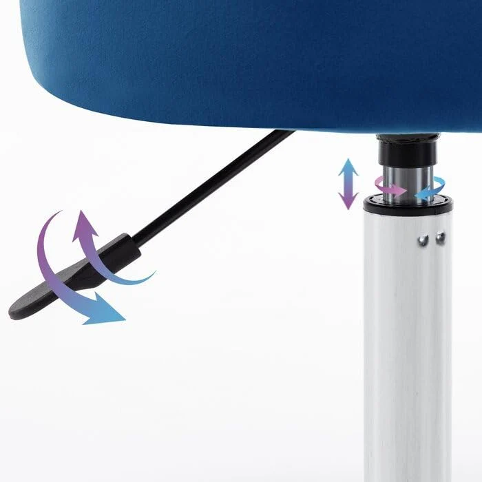 Modern Royal Blue Adjustable Vanity Stool with Tufted Cushion - Image 5