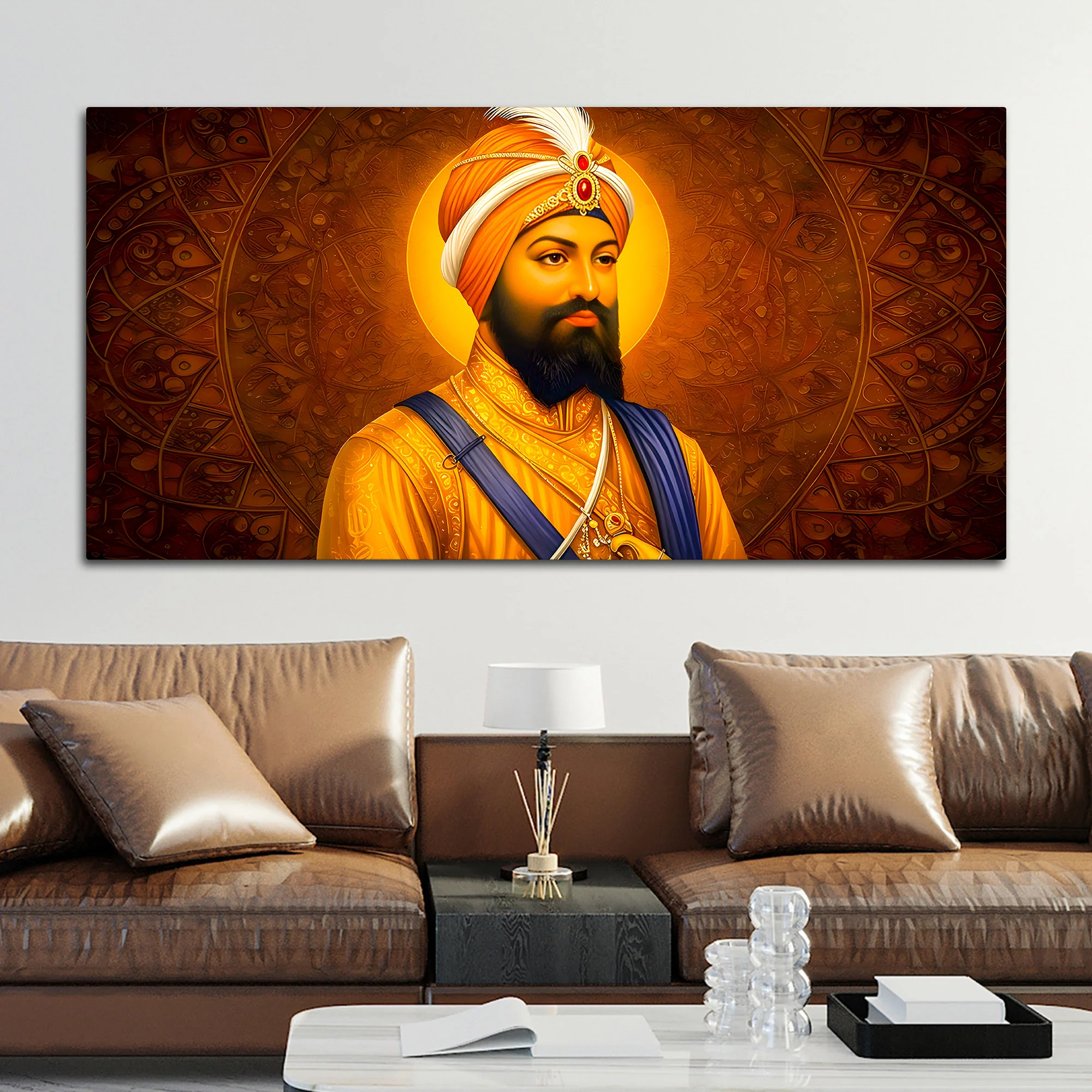 Modern Sikh Guru Religious Canvas Artwork for Home - Image 3