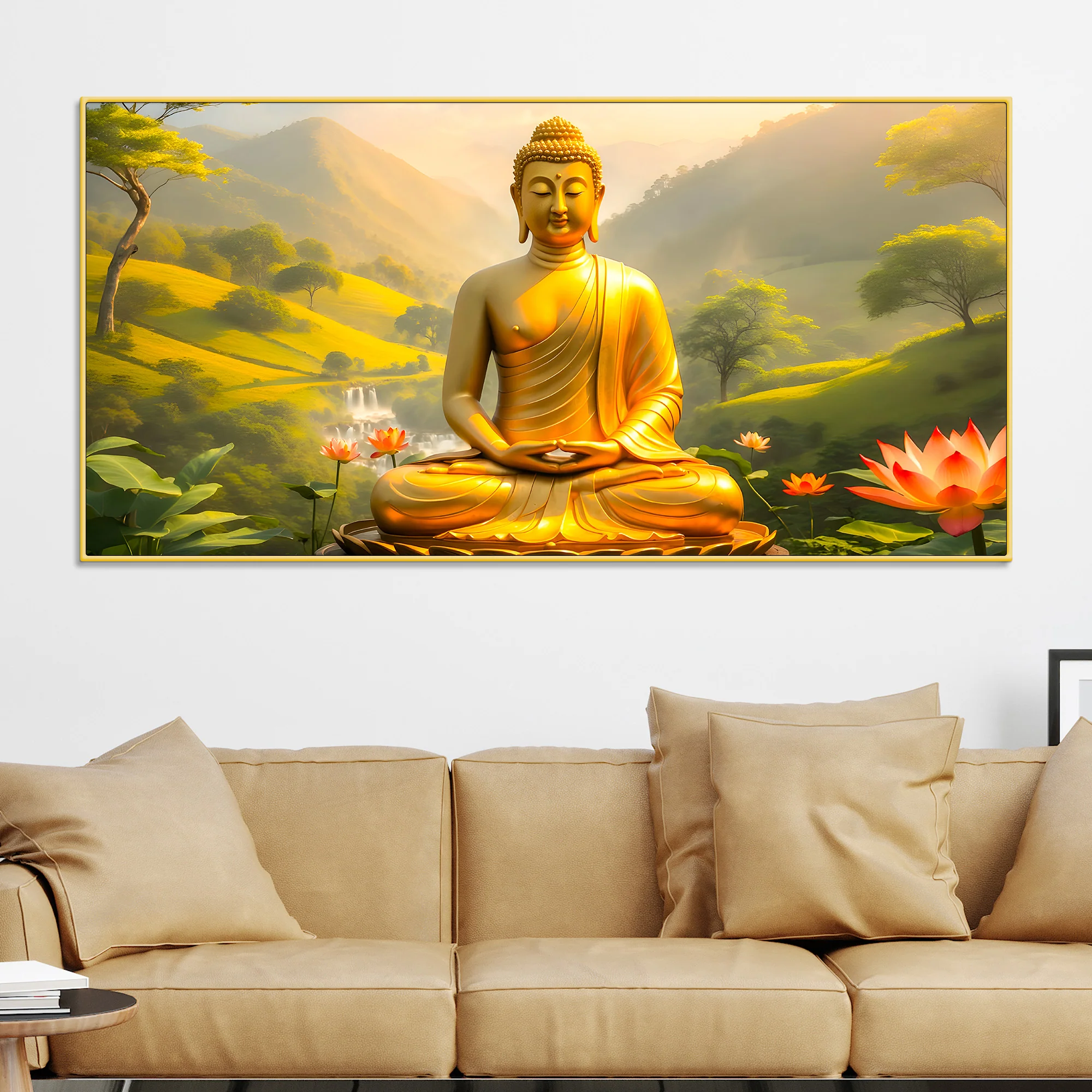 Modern Spiritual Gautam Buddha Wall Painting for Home & Office