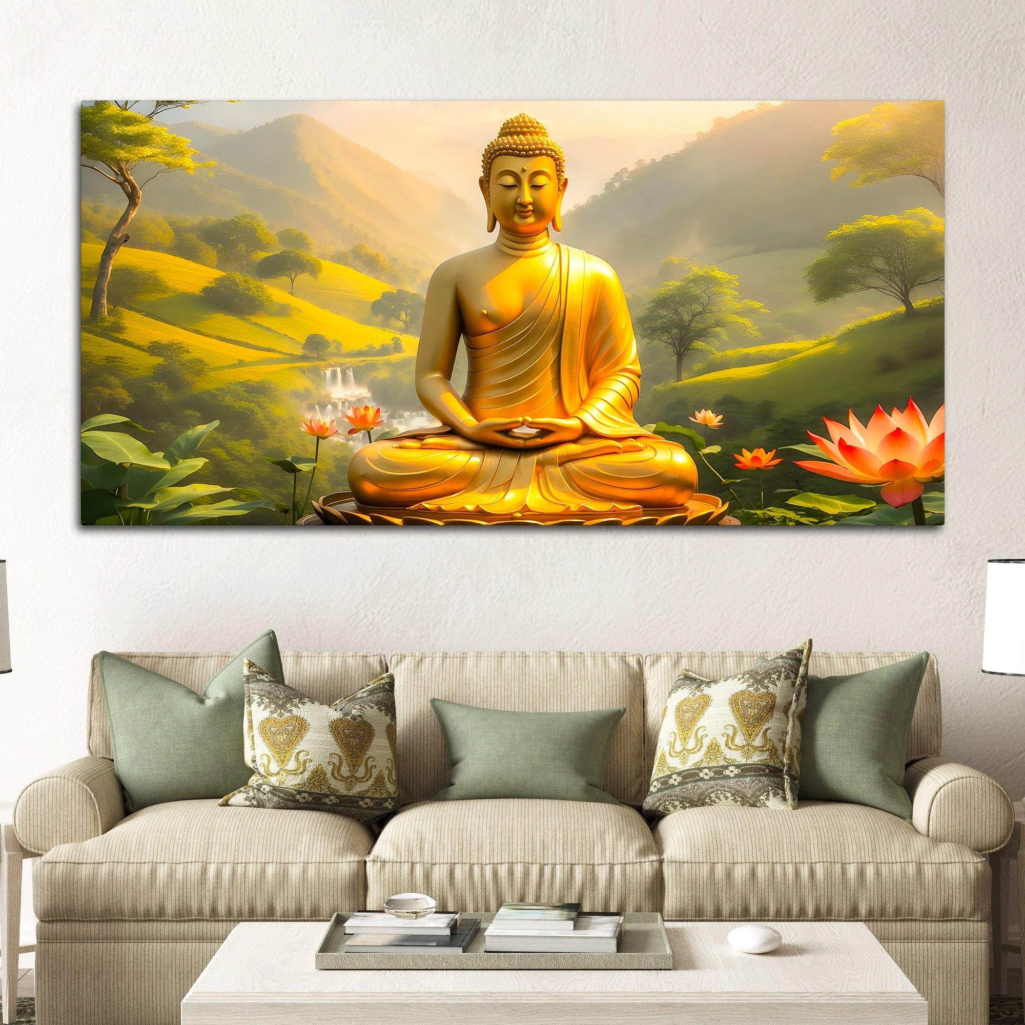Modern Spiritual Gautam Buddha Wall Painting for Home & Office - Image 3