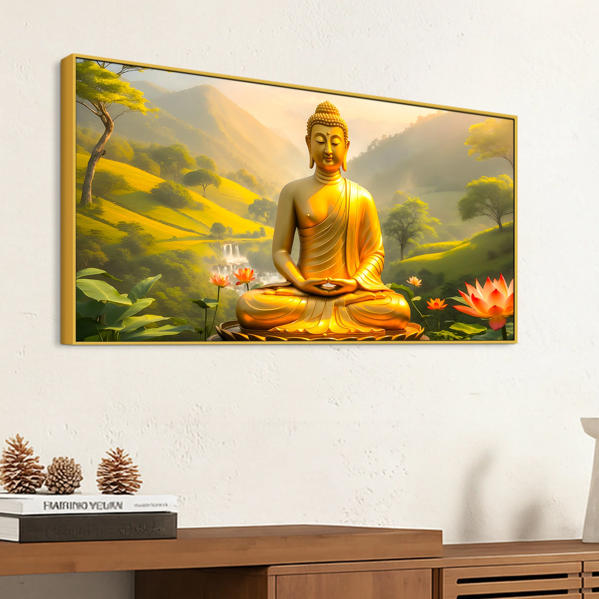Modern Spiritual Gautam Buddha Wall Painting for Home & Office - Image 5