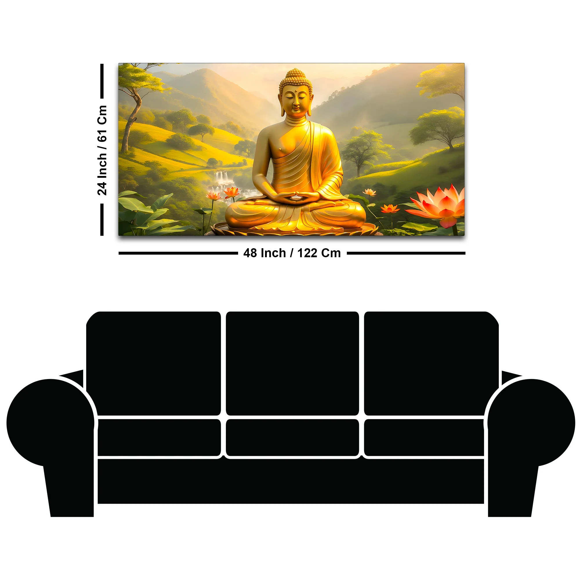 Modern Spiritual Gautam Buddha Wall Painting for Home & Office - Image 8