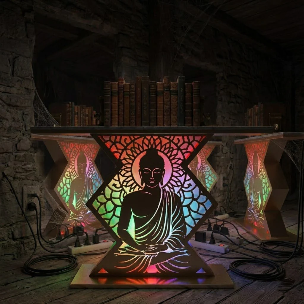 Modern Spiritual LED Buddha Console Table for Office (SS 302) - Image 8