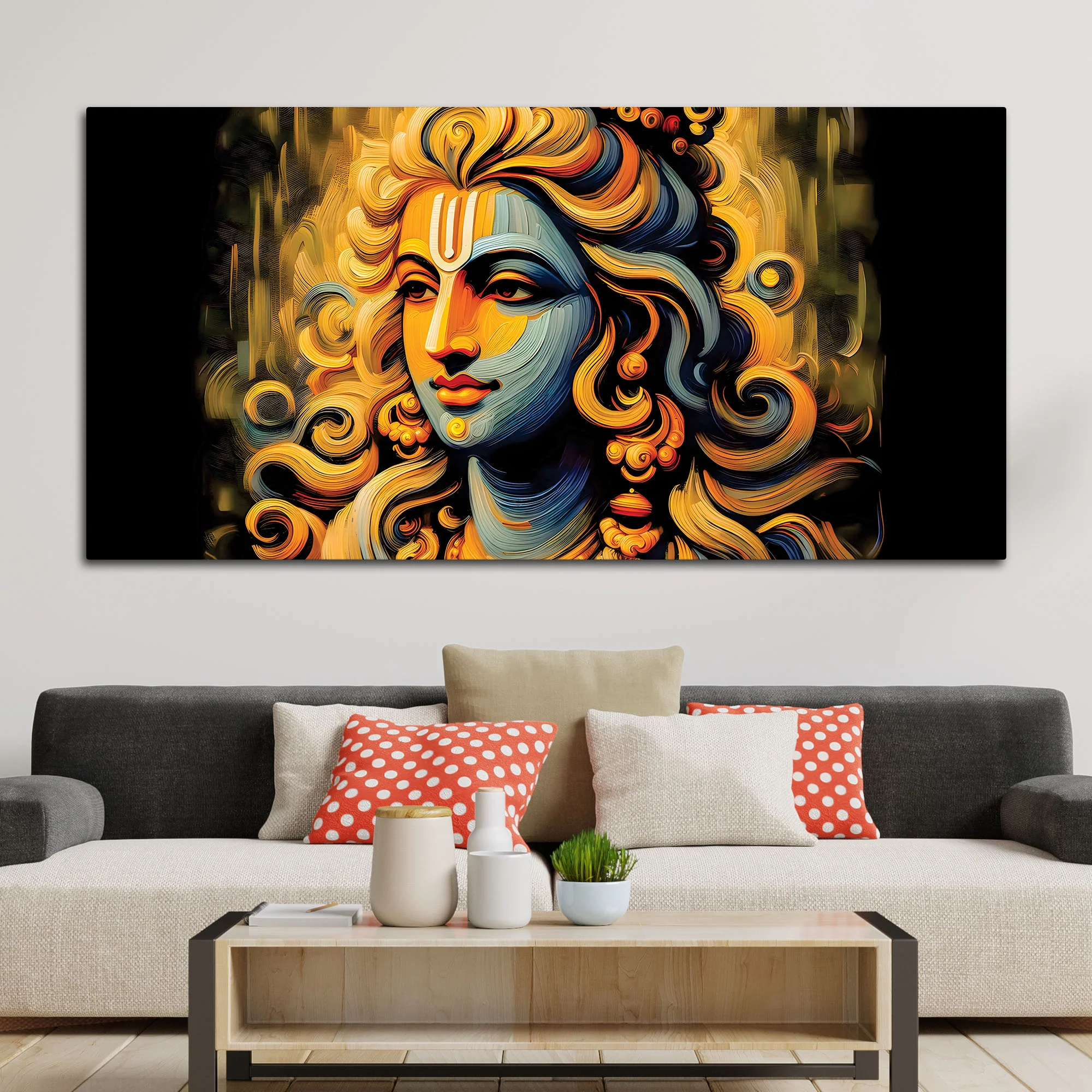 Modern Style Lord Krishna Canvas Painting for Elegant Home Décor - Image 3