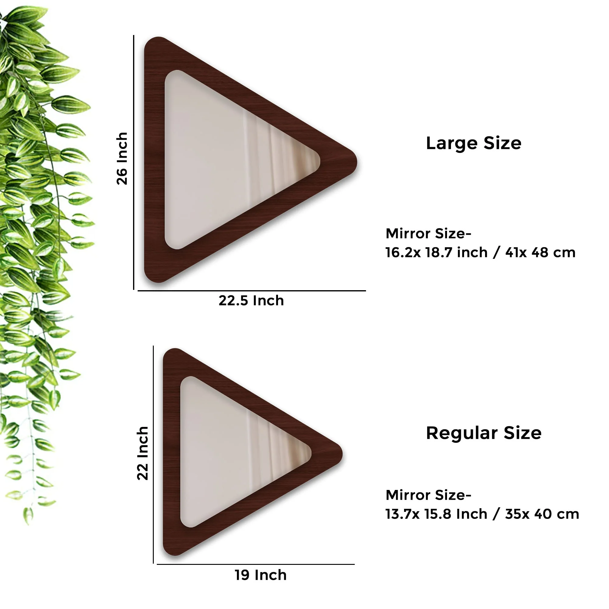 Modern Triangle Shaped Decorative Wooden Wall Mirror - Image 3