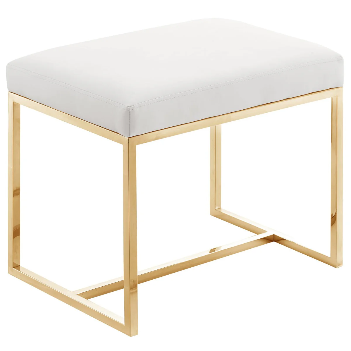 Modern Upholstered Stool with Durable Metal Golden Frame - Image 2