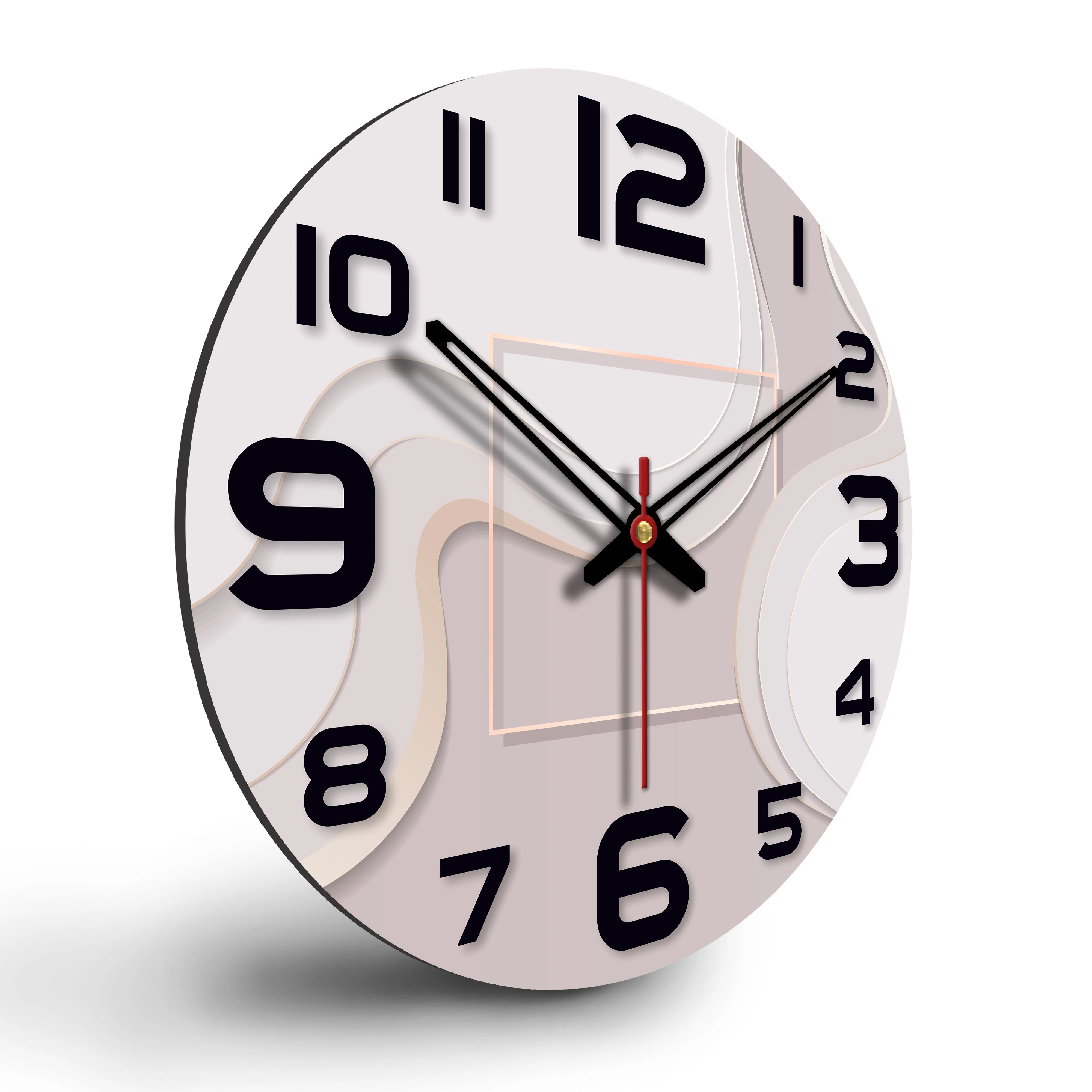 Modern Wavy Pattern Wooden Wall Clock - Image 6