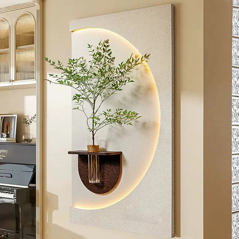 Modish Circular Glow LED Light Wall Panel with Planter for Home & Office Spaces - Image 3
