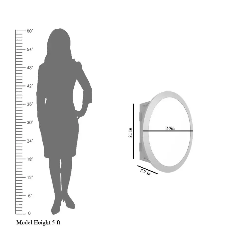 Modish Circular Wooden Bathroom Cabinet Mirror with 2 Spacious Shelves with White Finish - Image 6