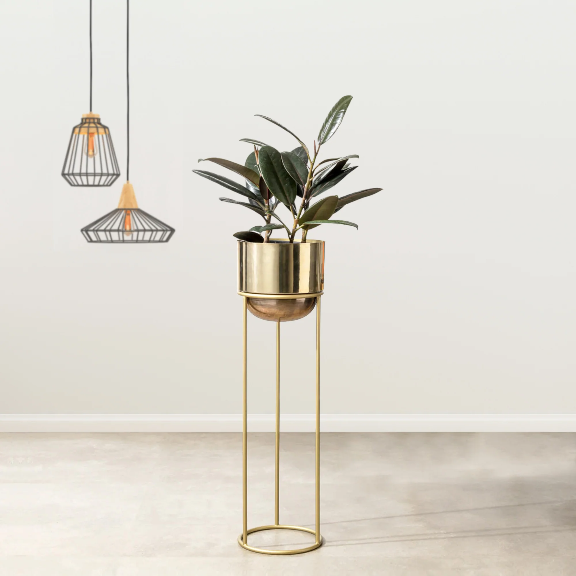 Modish Golden Finish - Medium Size Planter - Image 2