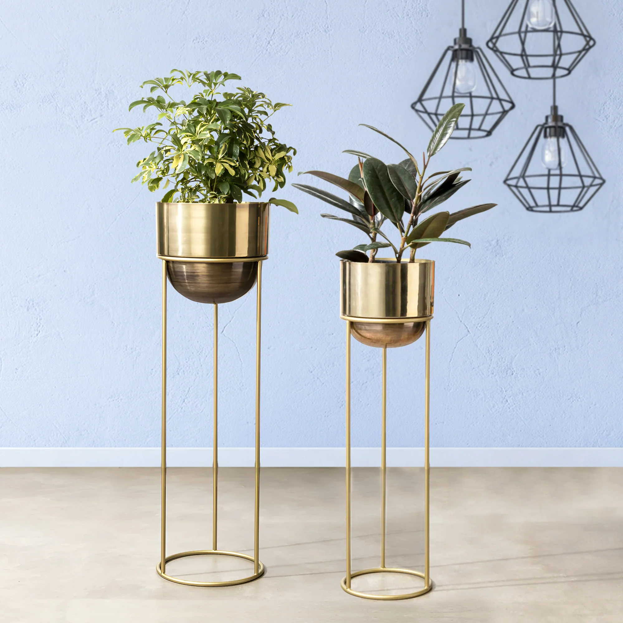 Modish Golden Finish Planters Set of 2 - Image 2