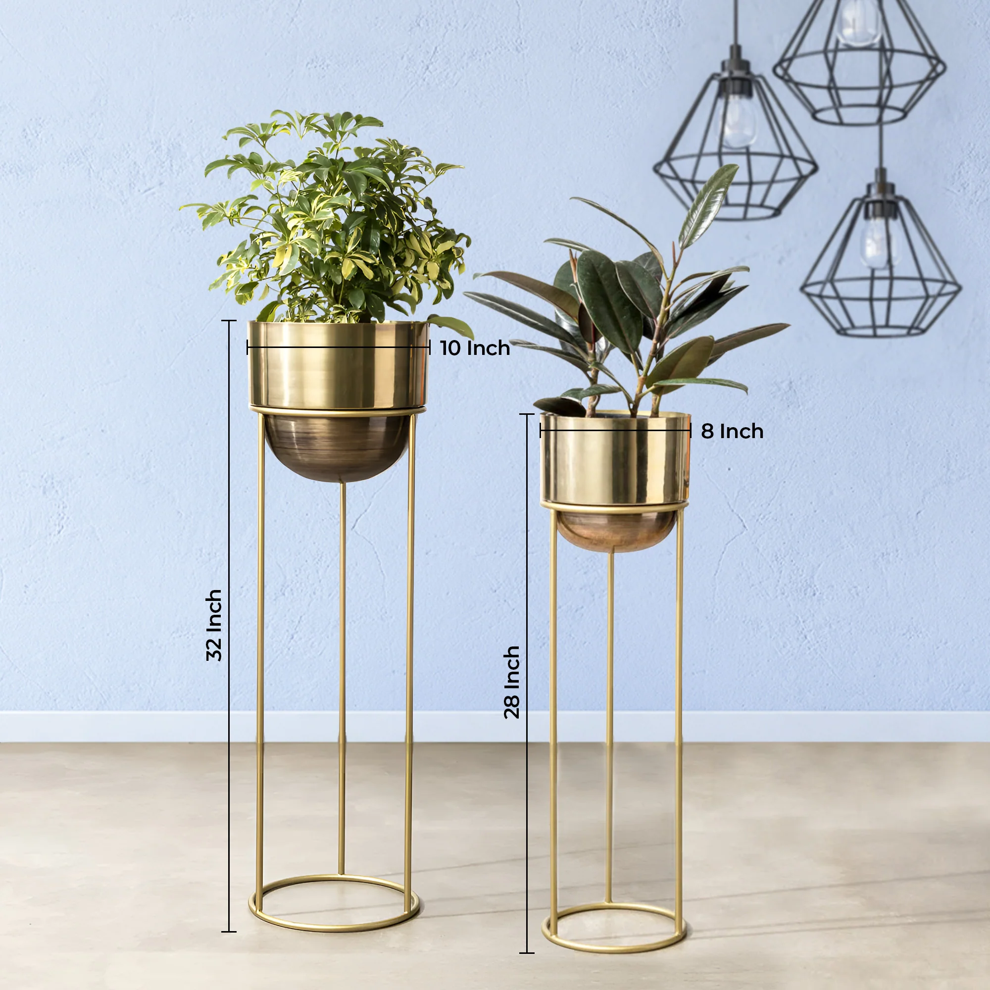 Modish Golden Finish Planters Set of 2 - Image 3
