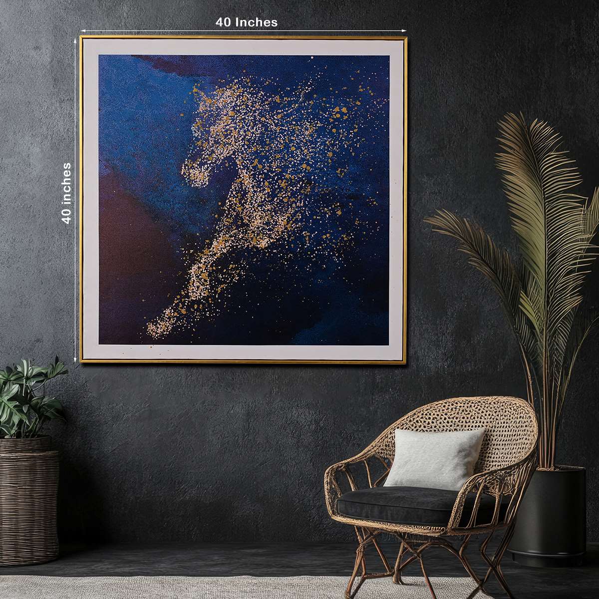 Morning Stallion Running Horse Hand Painted Wall Painting with Floating Frame - Image 5