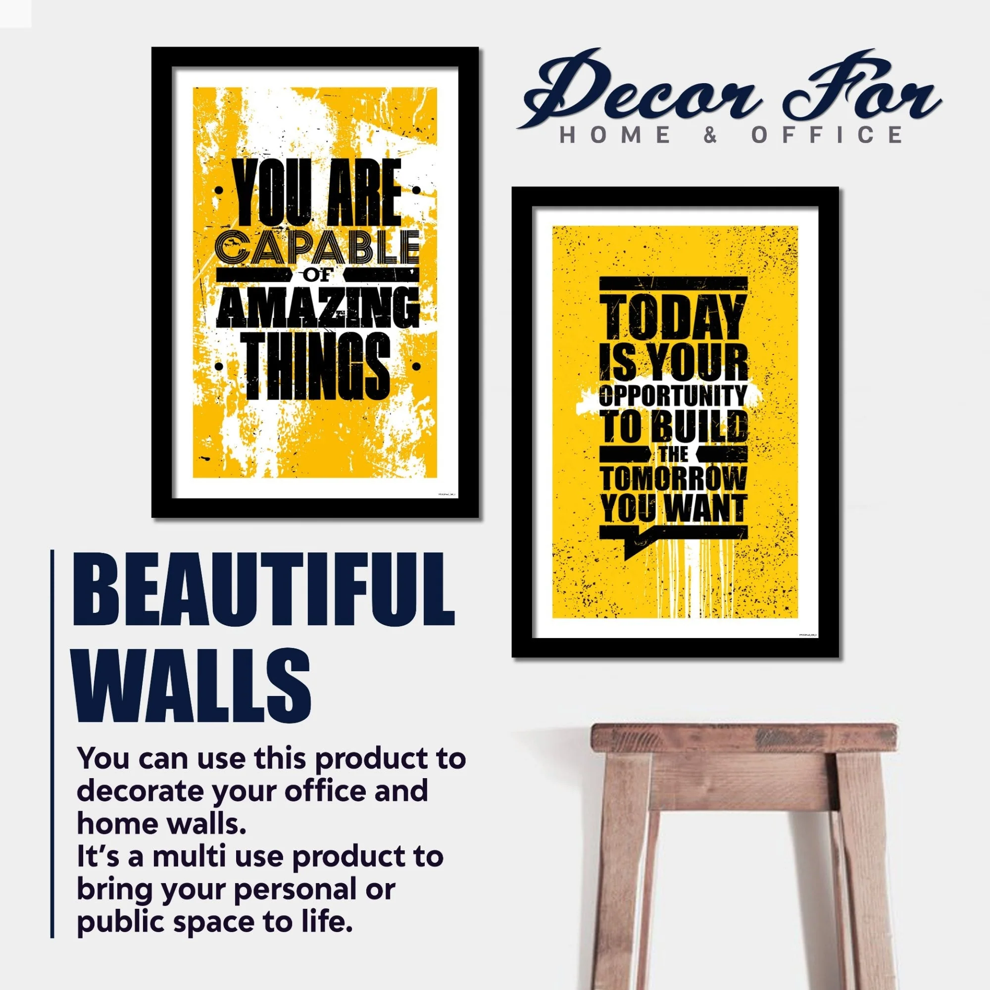 Big Size Motivational Quote Wall Framed Painting Set of 2 For Office - Image 4