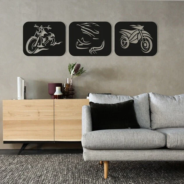 Motorcycle Metal Wall Decor Set for Café & Home - Image 4