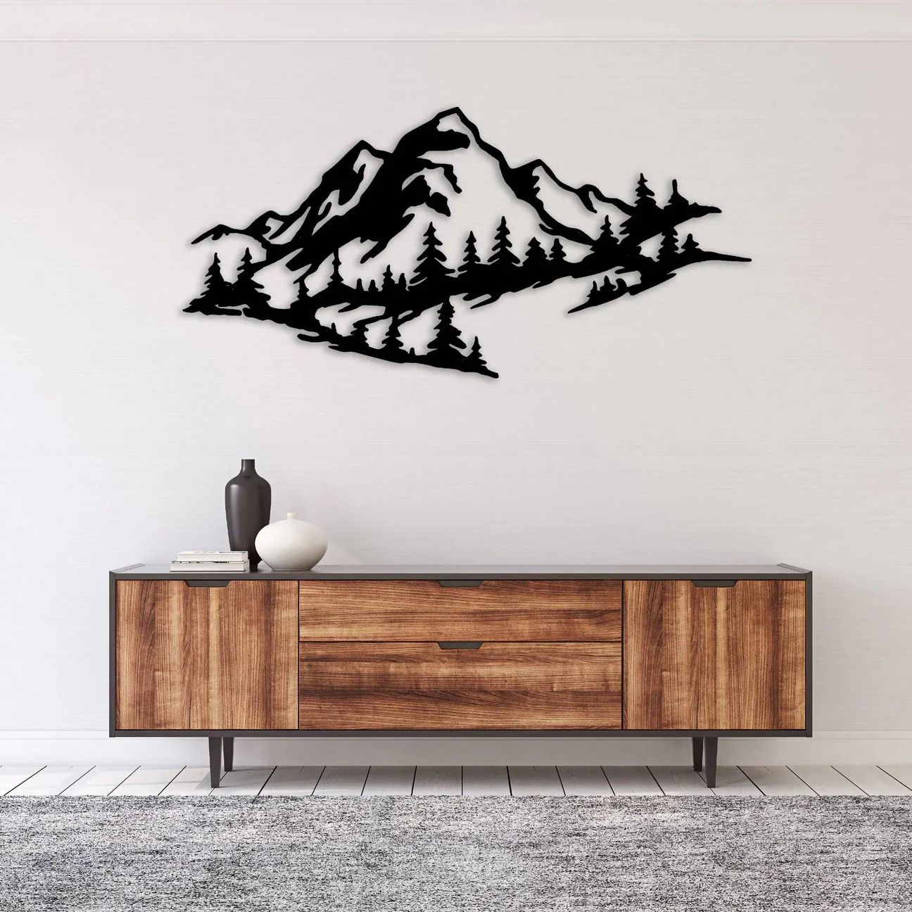 Mountain Range Trees View Metal Art Wall Decor - Image 2
