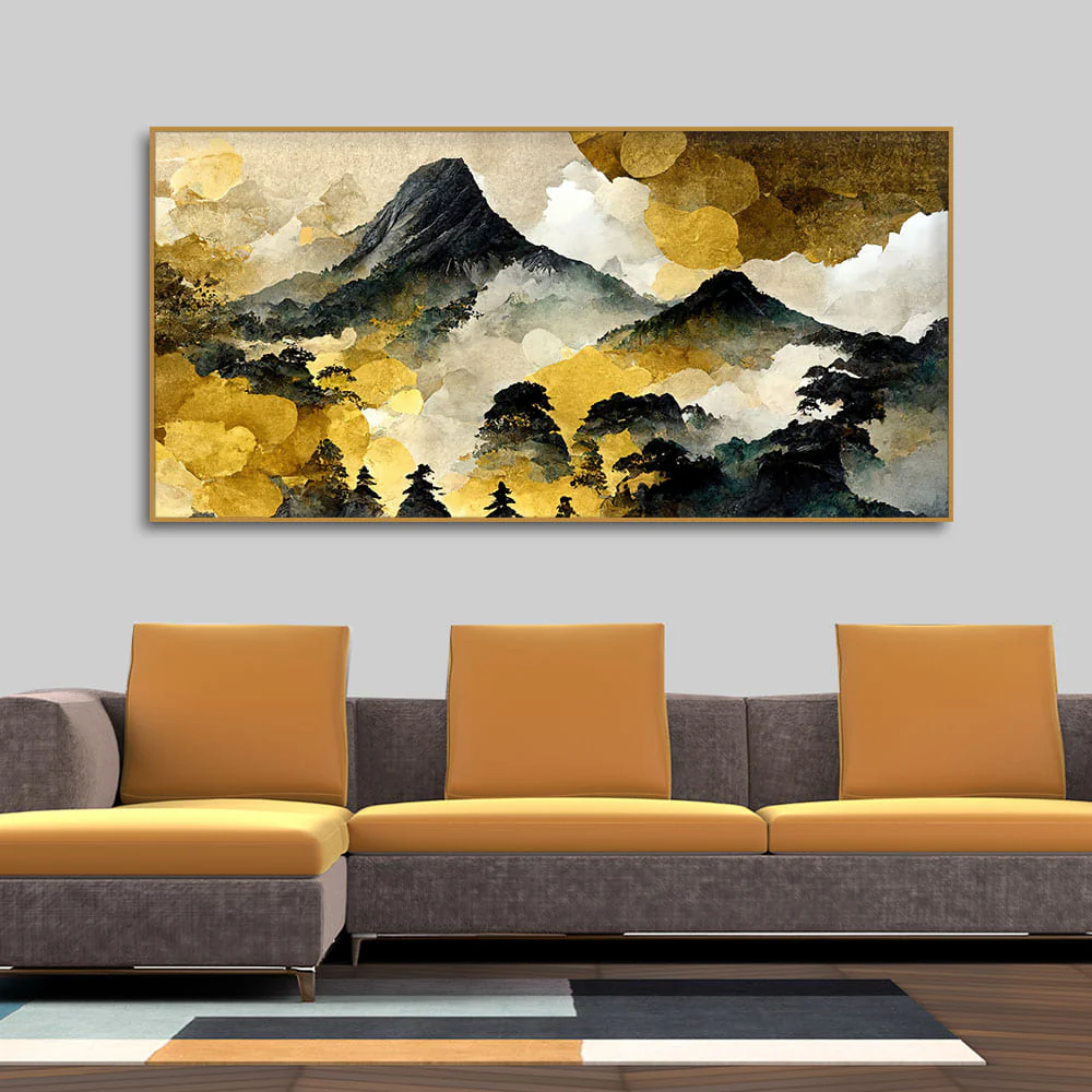 Mountain Scenery of Mount Fuji Premium Canvas Wall Painting - Image 3