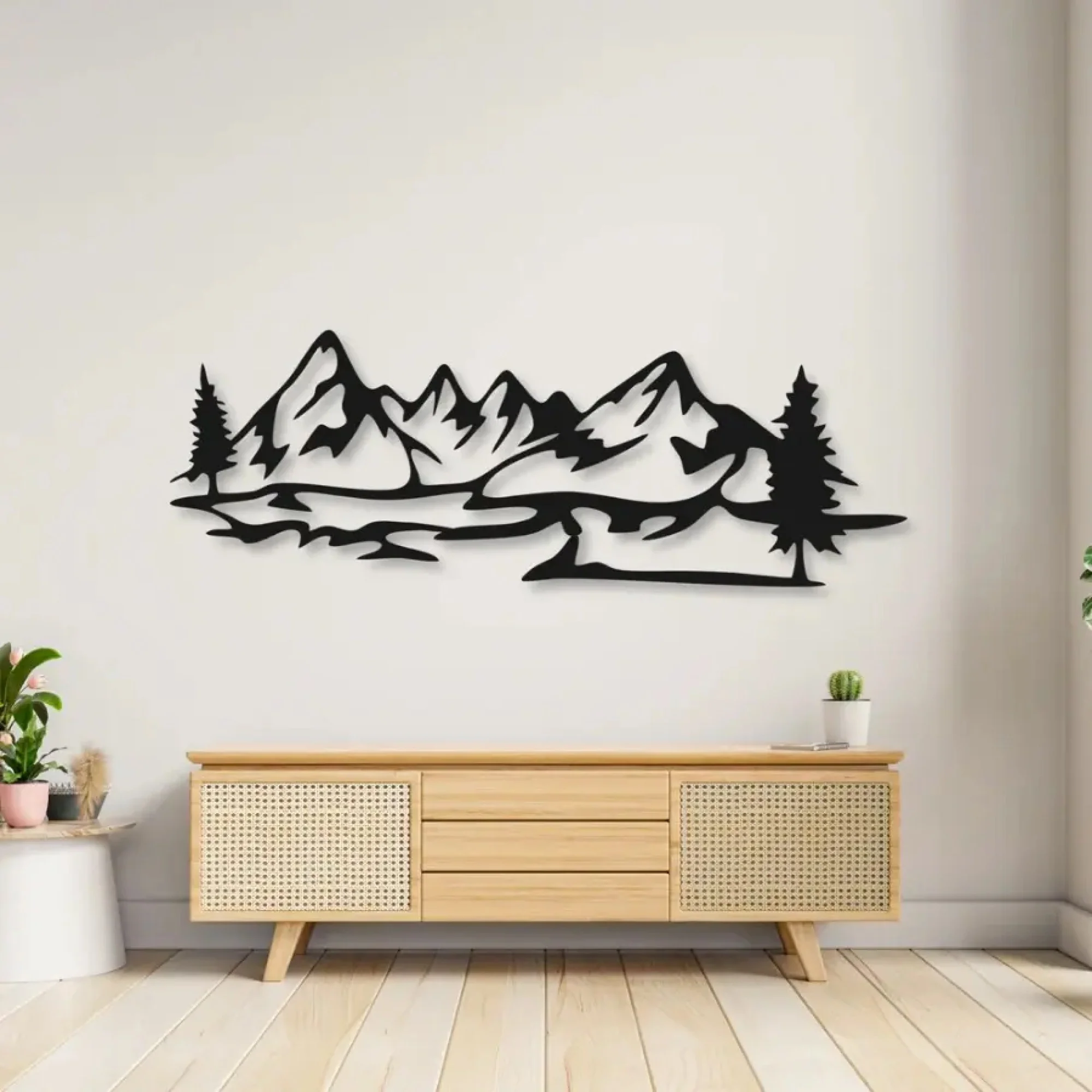 Mountain With Pine Trees Scenery Metal Art Wall Decor - Image 2