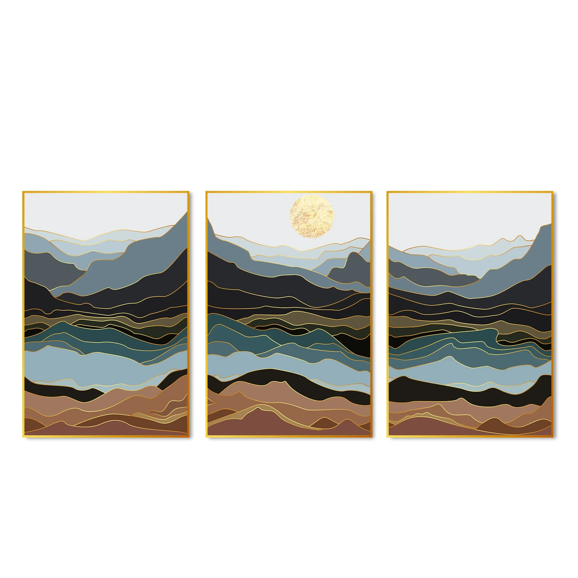Mountains Abstract Floating Canvas Wall Painting Set of Three - Image 4