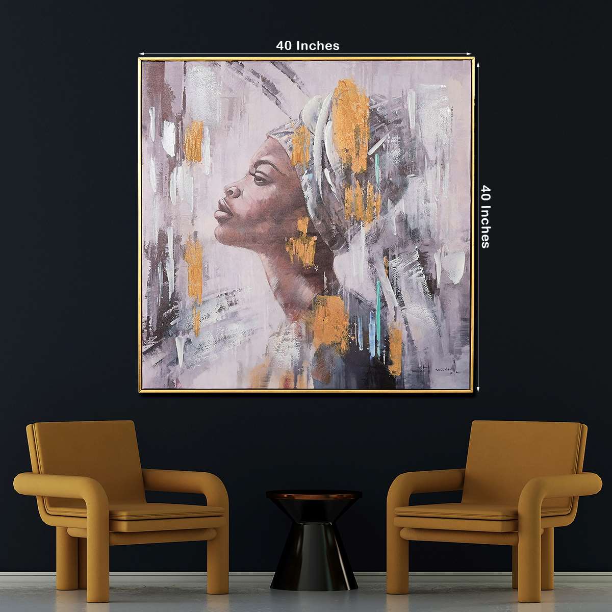 Mrembo in her Beauty Hand Painted Wall Painting with Floating Frame - Image 4