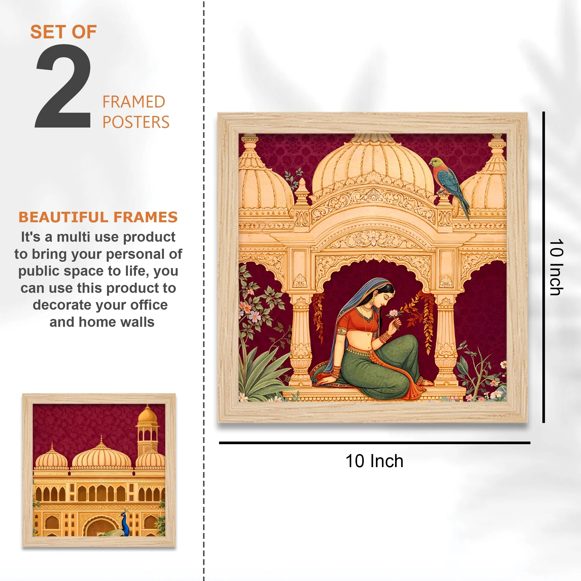 Mughal Architecture & Rajasthani Camel Wall Frame Set of Four - Image 4