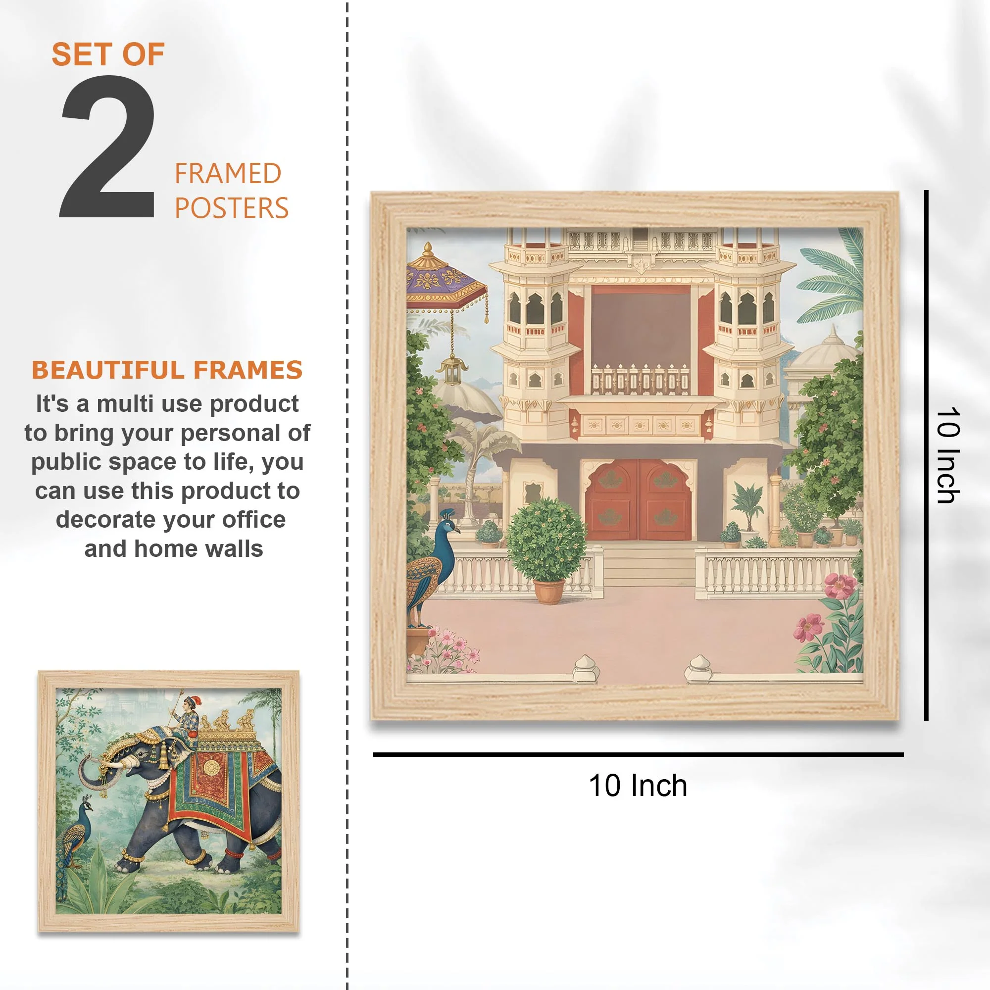 Mughal Rajasthani Miniature Style Wall Art Frame Set of Four - Image 4