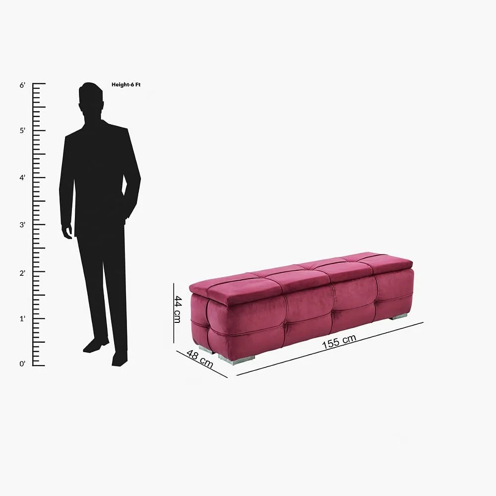 Multipurpose Velvet Storage Ottoman in Rich Wine Color - Image 5